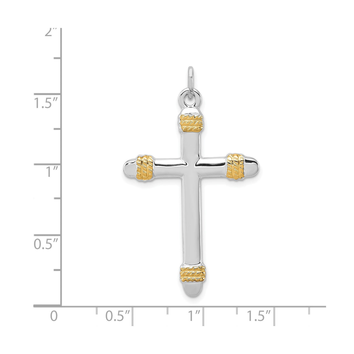 Sterling Silver Cross Pendant with Dual Tone Textured Rope Design for Men and Women