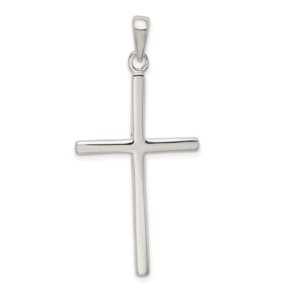 Sterling Silver Cross Pendant with Polished Finish, Simple Latin Style, Unisex Spiritual Design