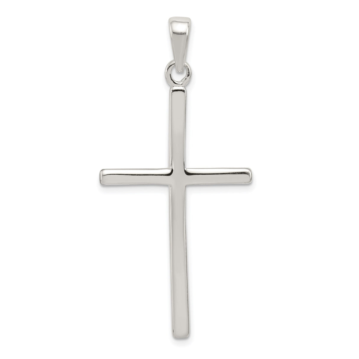 Sterling Silver Cross Pendant with Polished Finish, Simple Latin Style, Unisex Spiritual Design