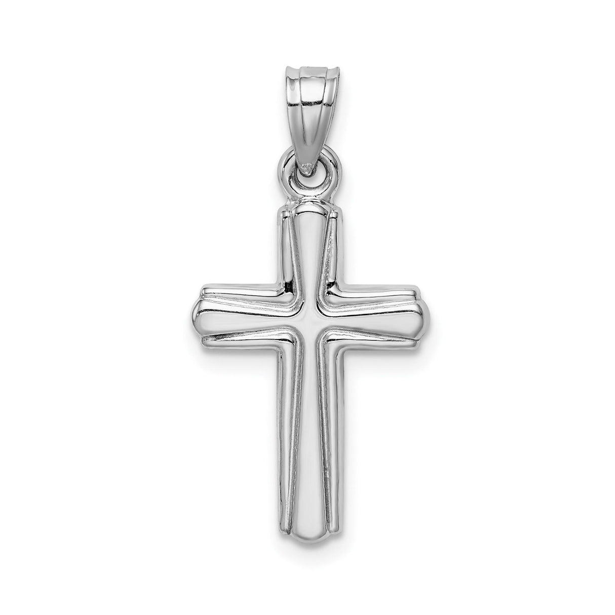 Sterling Silver Crucifix Cross Pendant, High Polish Latin Style Christian Charm