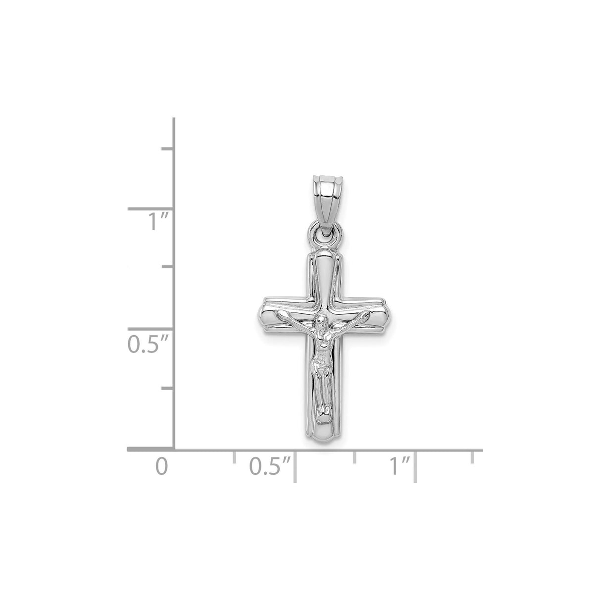 Sterling Silver Crucifix Cross Pendant, High Polish Latin Style Christian Charm