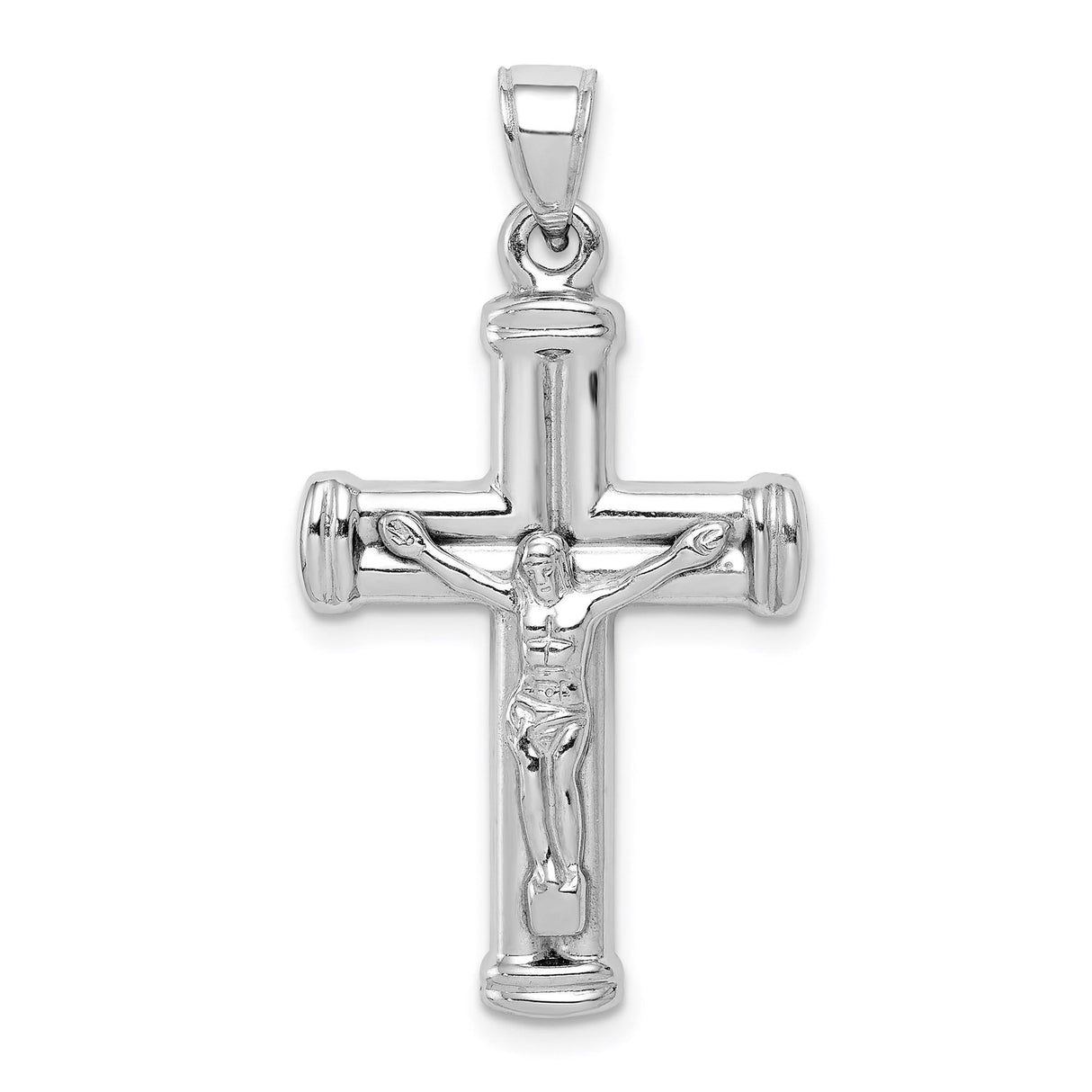 Sterling Silver Crucifix Cross Pendant with Jesus and Sacred Latin Design