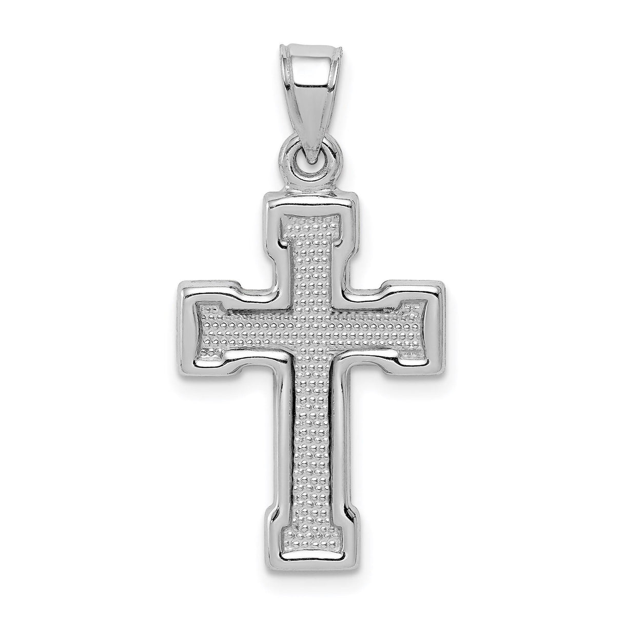 Sterling Silver Crucifix Cross Pendant with Latin Cross Design and Mirror Polish Finish