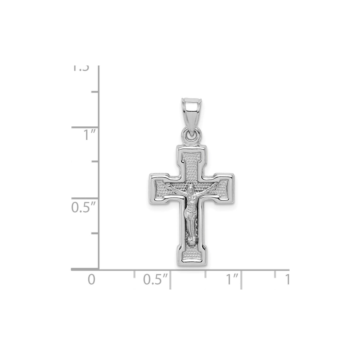 Sterling Silver Crucifix Cross Pendant with Latin Cross Design and Mirror Polish Finish