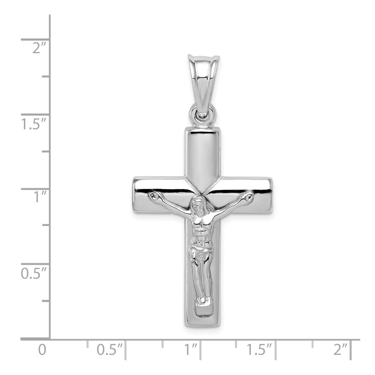 Sterling Silver Crucifix Cross Pendant with High Relief Jesus and Satin Texture