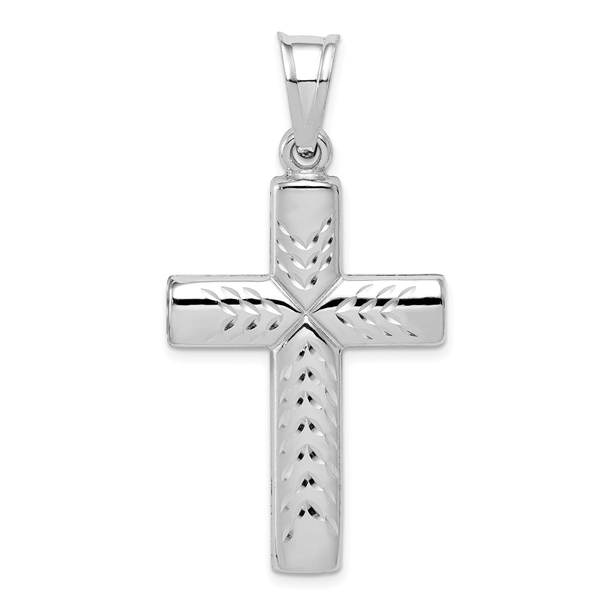 Sterling Silver Cross Pendant with Etched Details and Mirror Finish for Men and Women