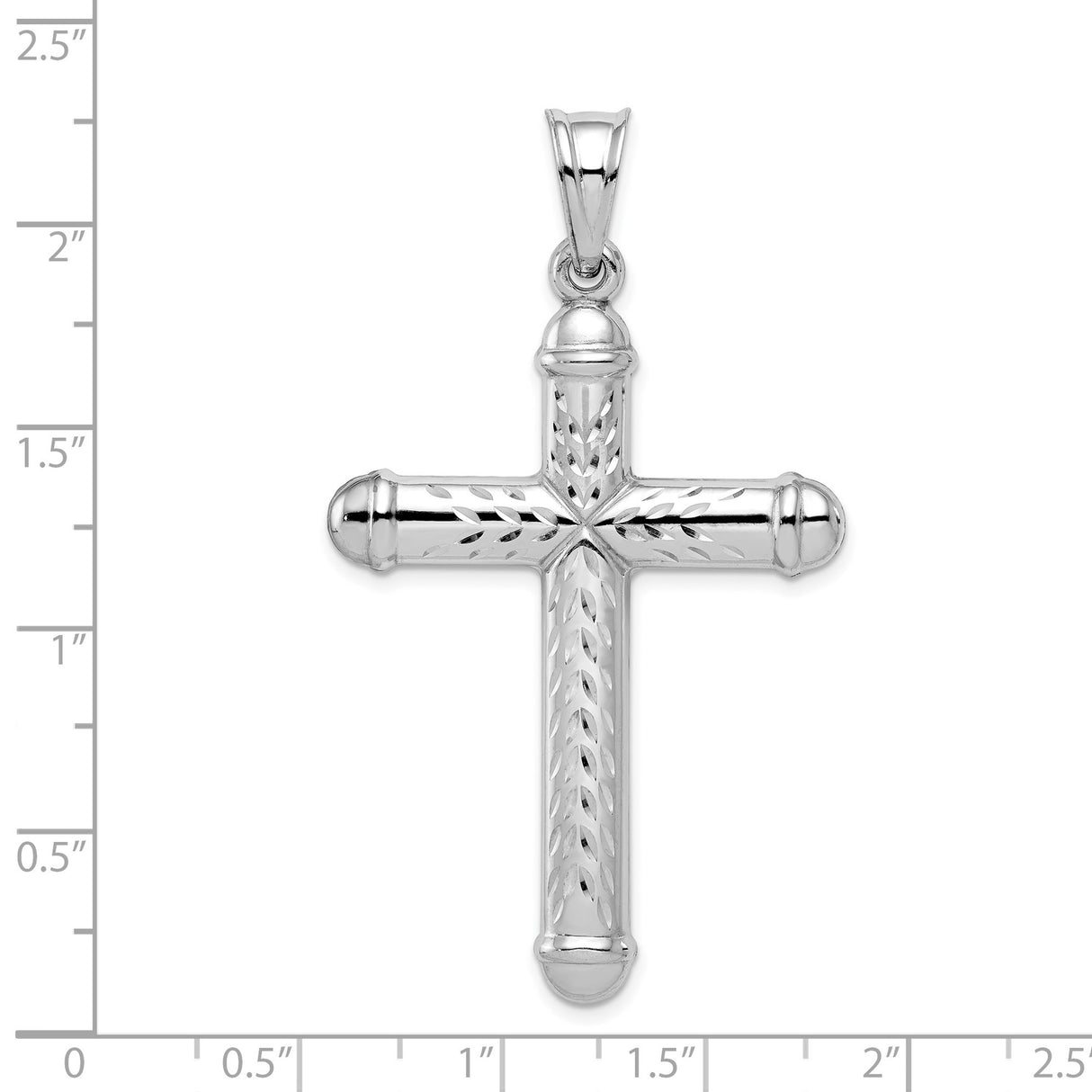 Sterling Silver Cross Pendant with Mirror Finish and Leaf Motif, Reversible Faith Charm