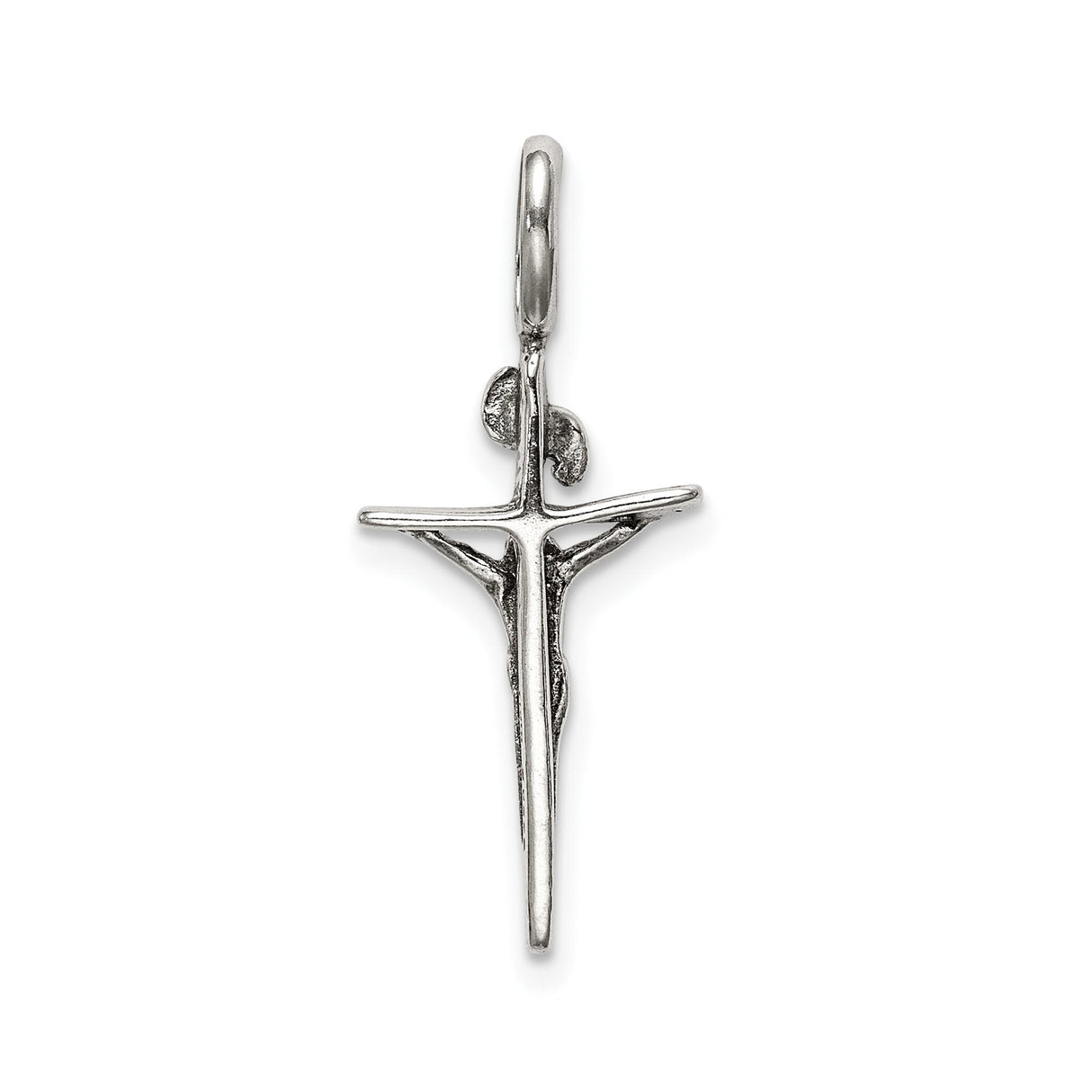 Sterling Silver Crucifix Cross Pendant with INRI Design, Polished Finish, Spiritual Jewelry