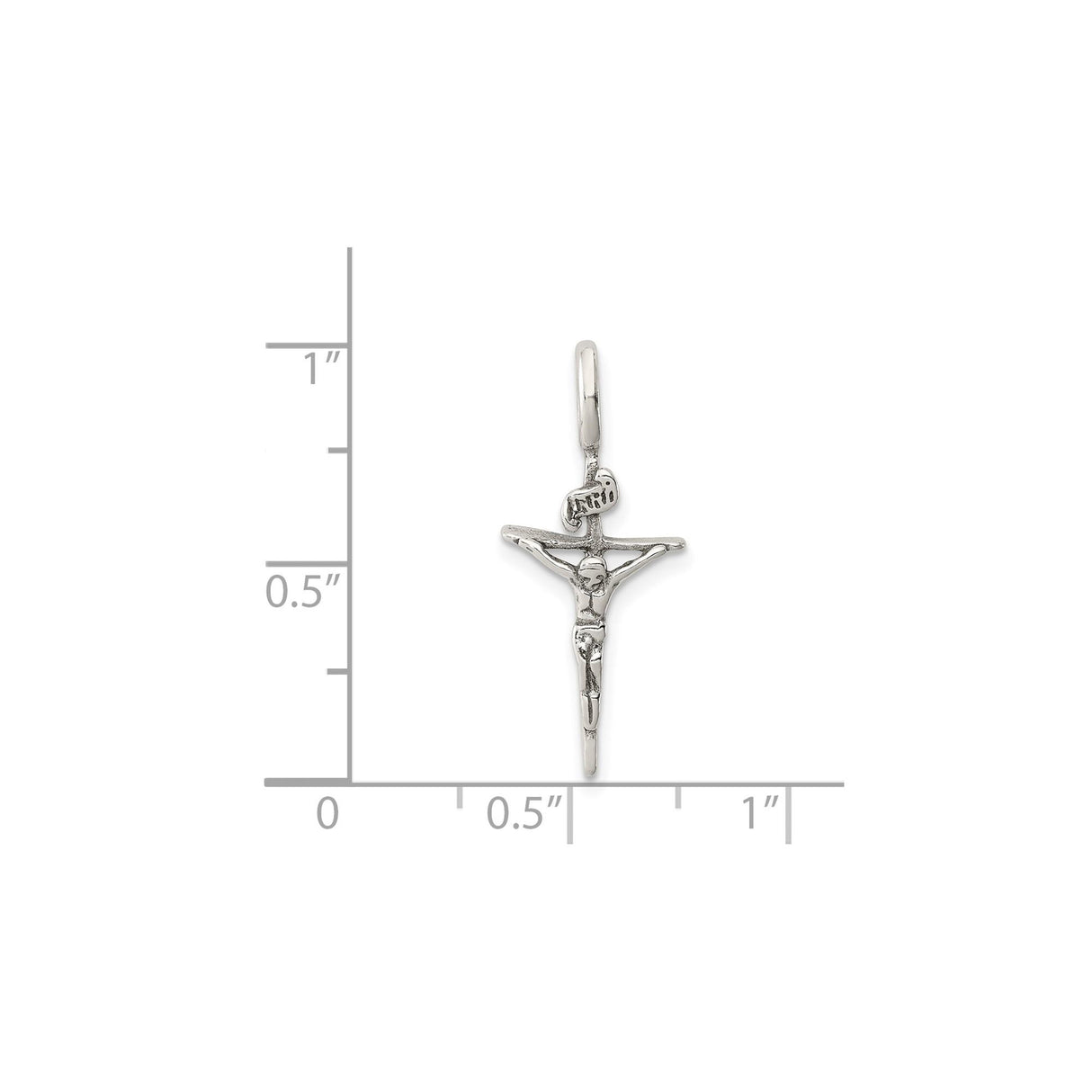 Sterling Silver Crucifix Cross Pendant with INRI Design, Polished Finish, Spiritual Jewelry
