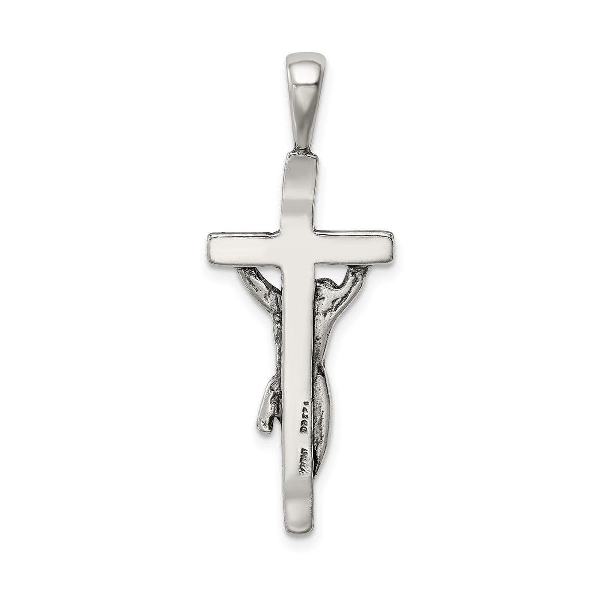 Sterling Silver Crucifix Pendant Featuring Jesus on the Cross, Christian Religious Design