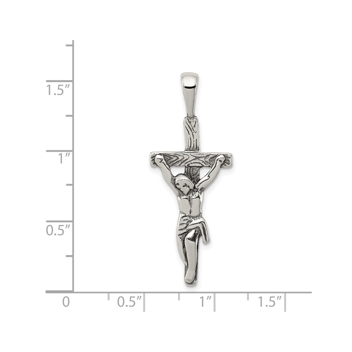 Sterling Silver Crucifix Pendant Featuring Jesus on the Cross, Christian Religious Design