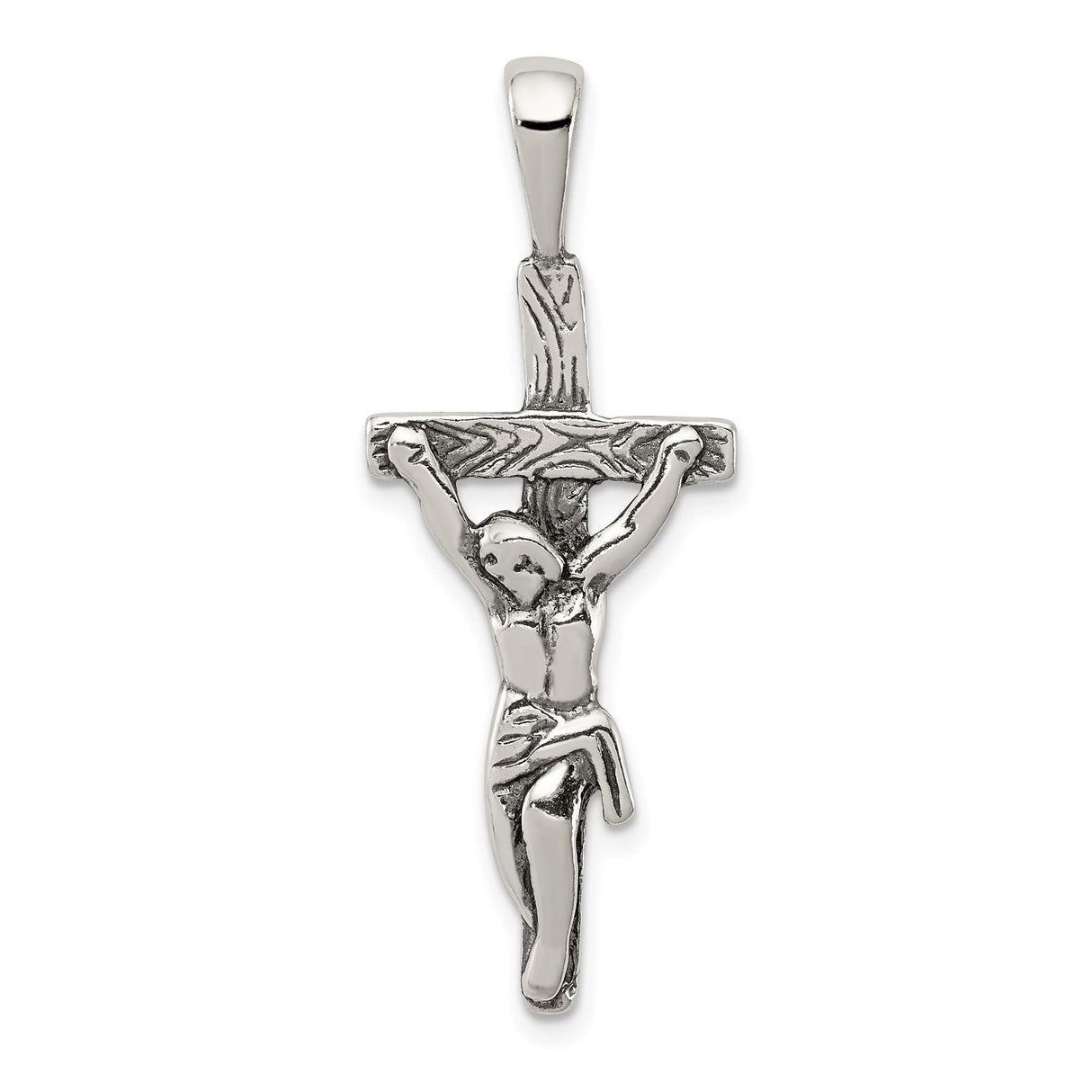 Sterling Silver Crucifix Pendant Featuring Jesus on the Cross, Christian Religious Design