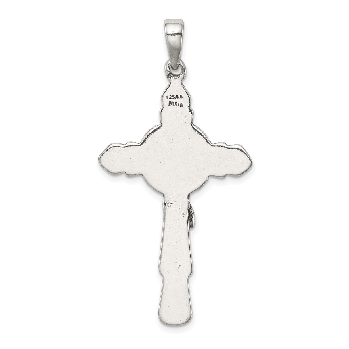 Sterling Silver Crucifix Pendant with Halo Motif and Gothic Cross Design