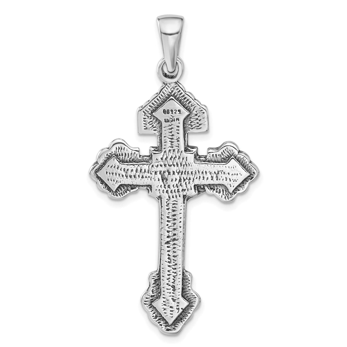 Sterling Silver Crucifix Cross Pendant with INRI and Byzantine Detailing
