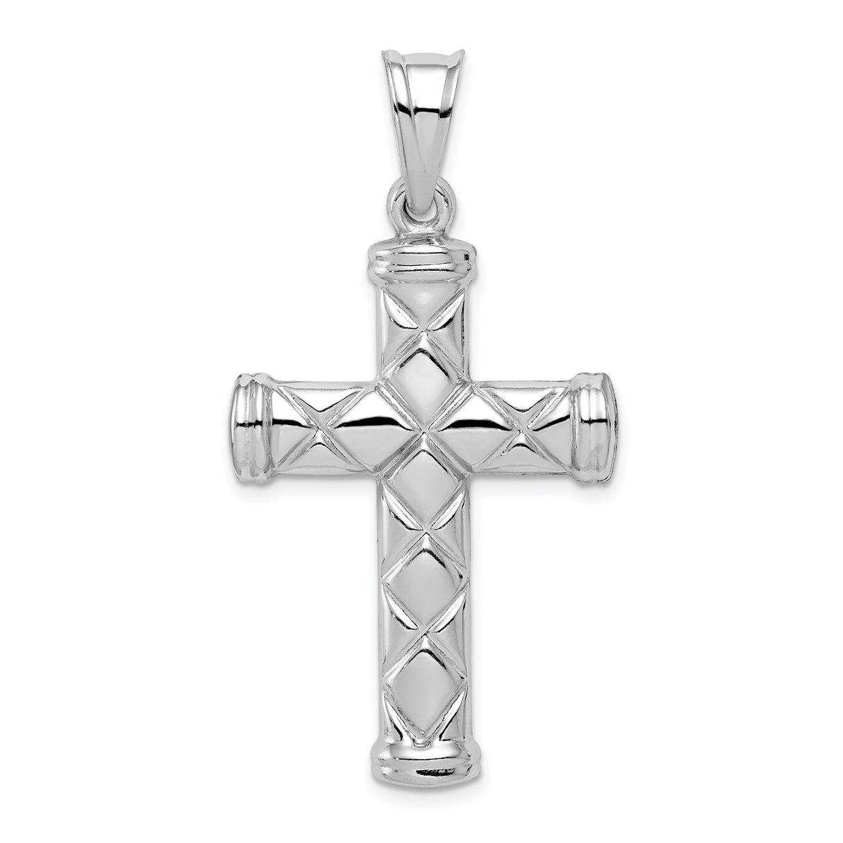 Sterling Silver Cross Pendant with Mirror Finish, Bold Latin Design, Unisex Religious Jewelry