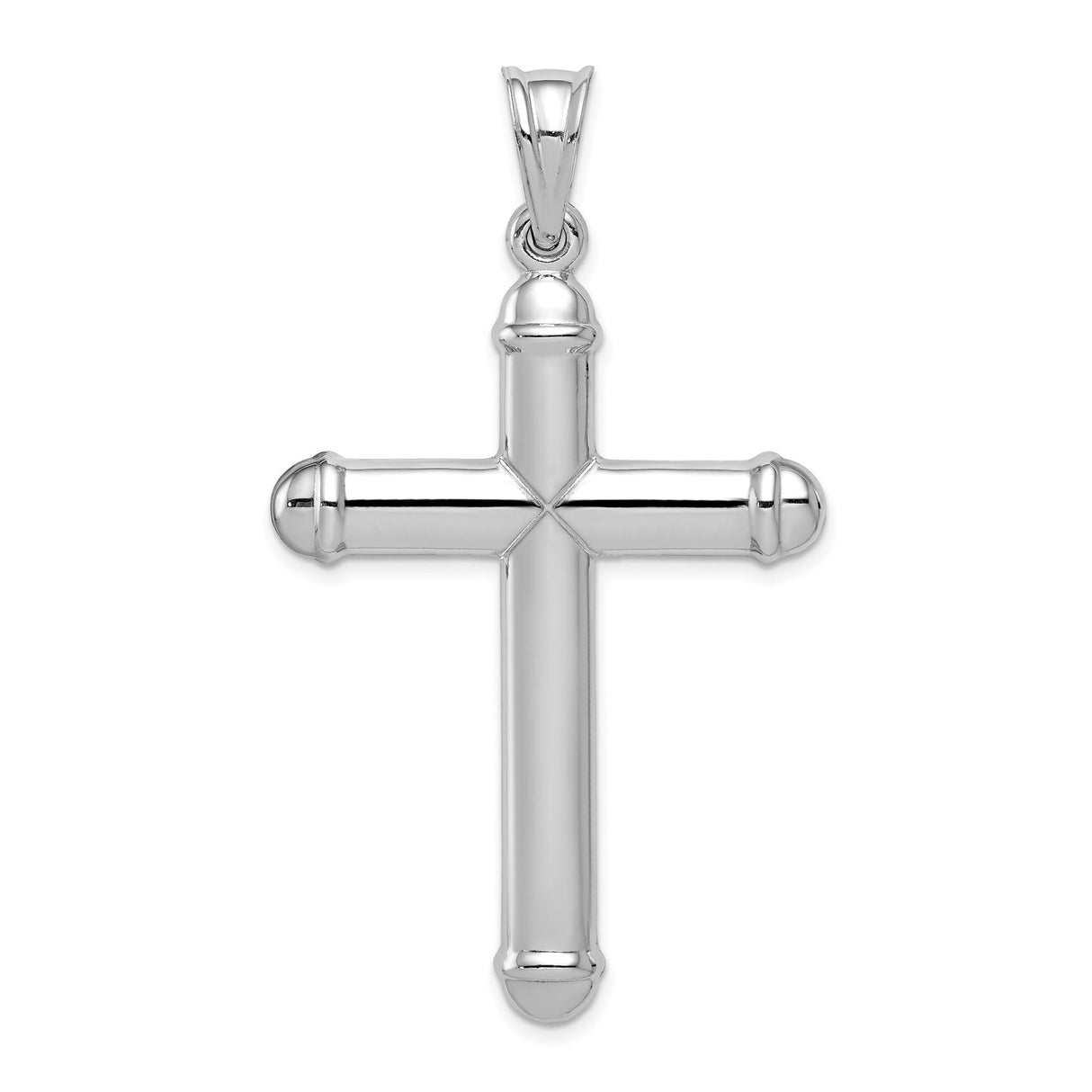 Sterling Silver Crucifix Pendant with Figure of Christ and Cylinder Arms, Reversible Christian Jewelry