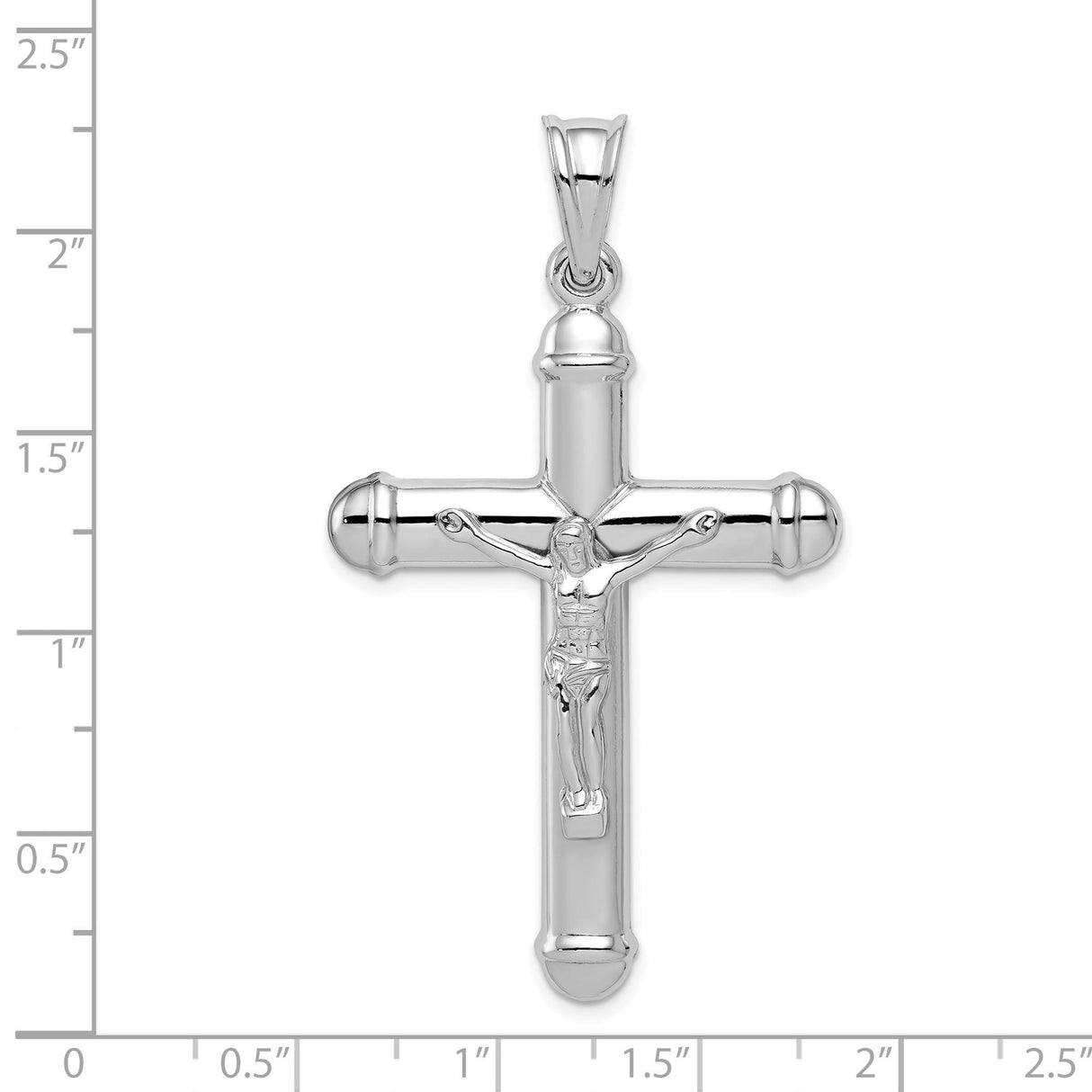Sterling Silver Crucifix Pendant with Figure of Christ and Cylinder Arms, Reversible Christian Jewelry