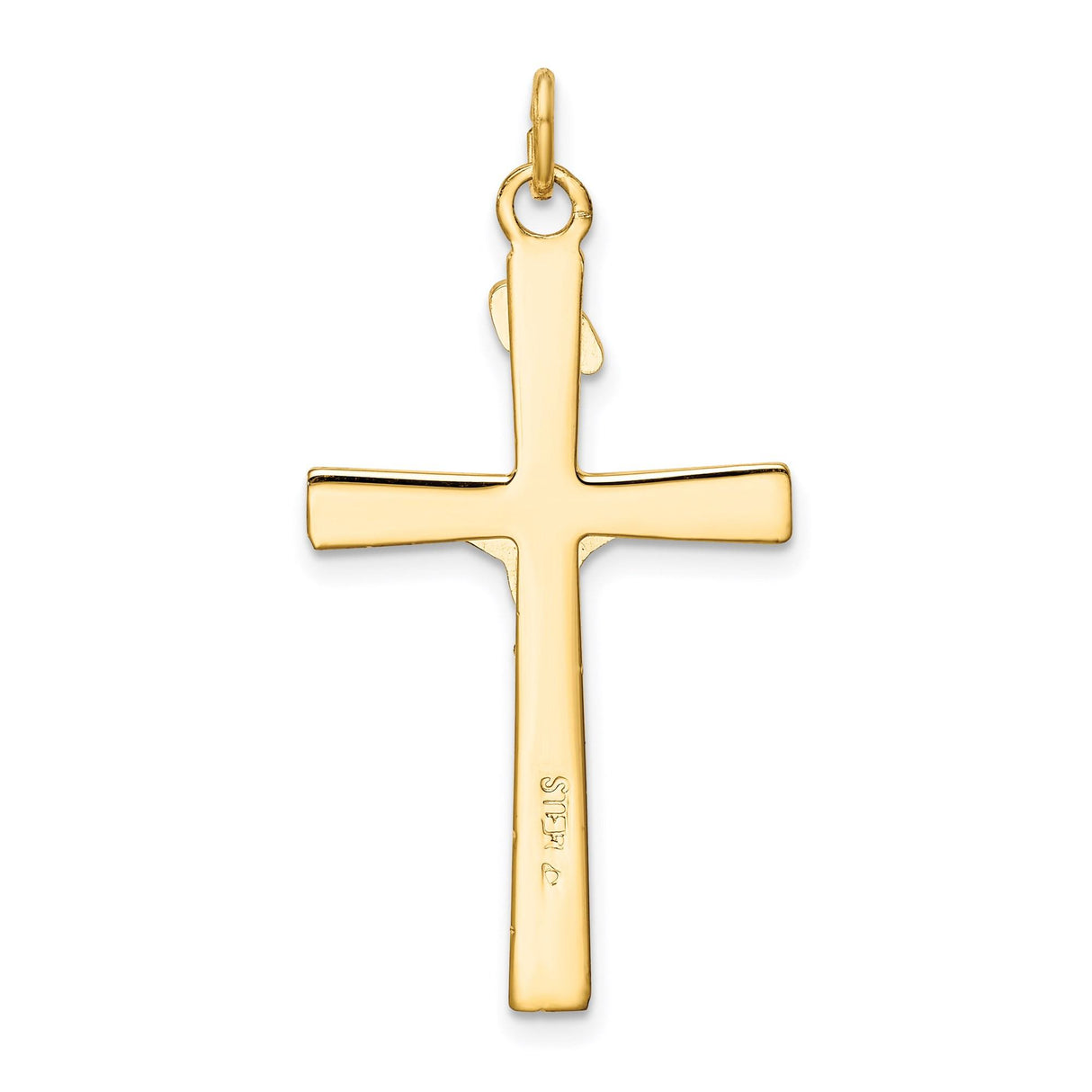 Sterling Silver Two-Tone Crucifix Cross Pendant with Jesus Figure, Christian Faith Jewelry
