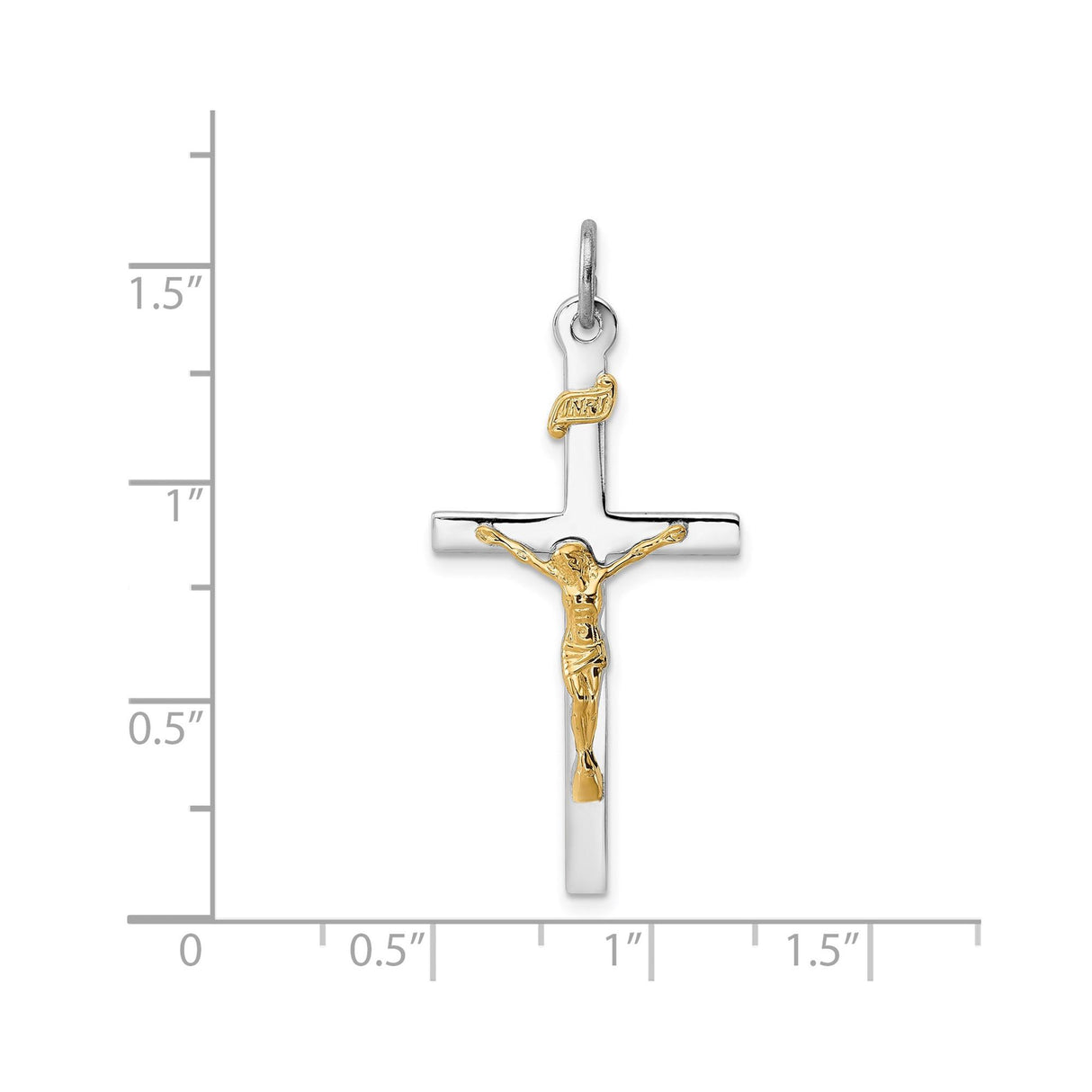 Sterling Silver Crucifix Cross Pendant with INRI Detail and Christ Figure
