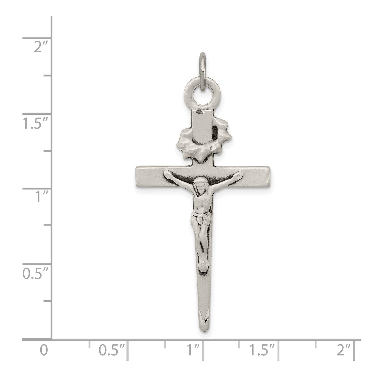 Sterling Silver Crucifix Cross Pendant with Jesus Figure and Textured Religious Design