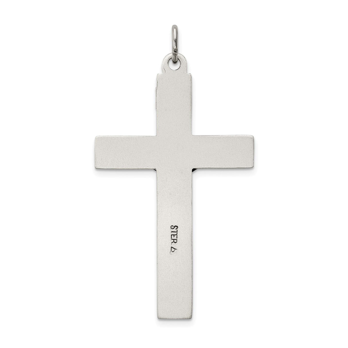 Sterling Silver Crucifix Cross Pendant with INRI Inscription and Antiqued Textured Design