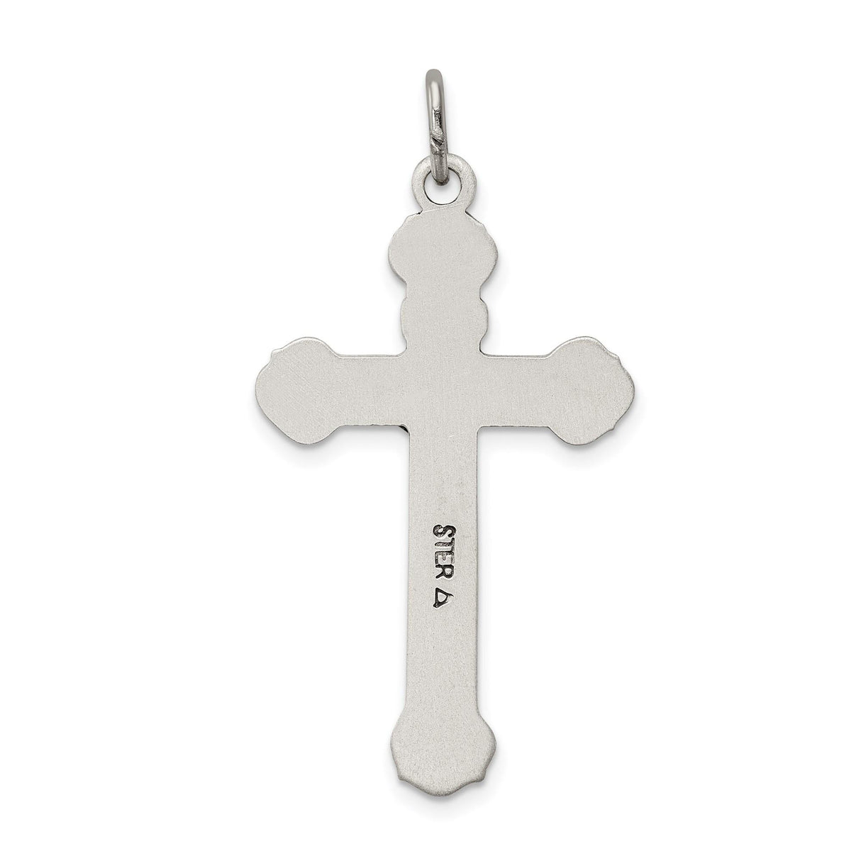 Sterling Silver Crucifix Cross Pendant with Raised Jesus and Floral Details for Men and Women