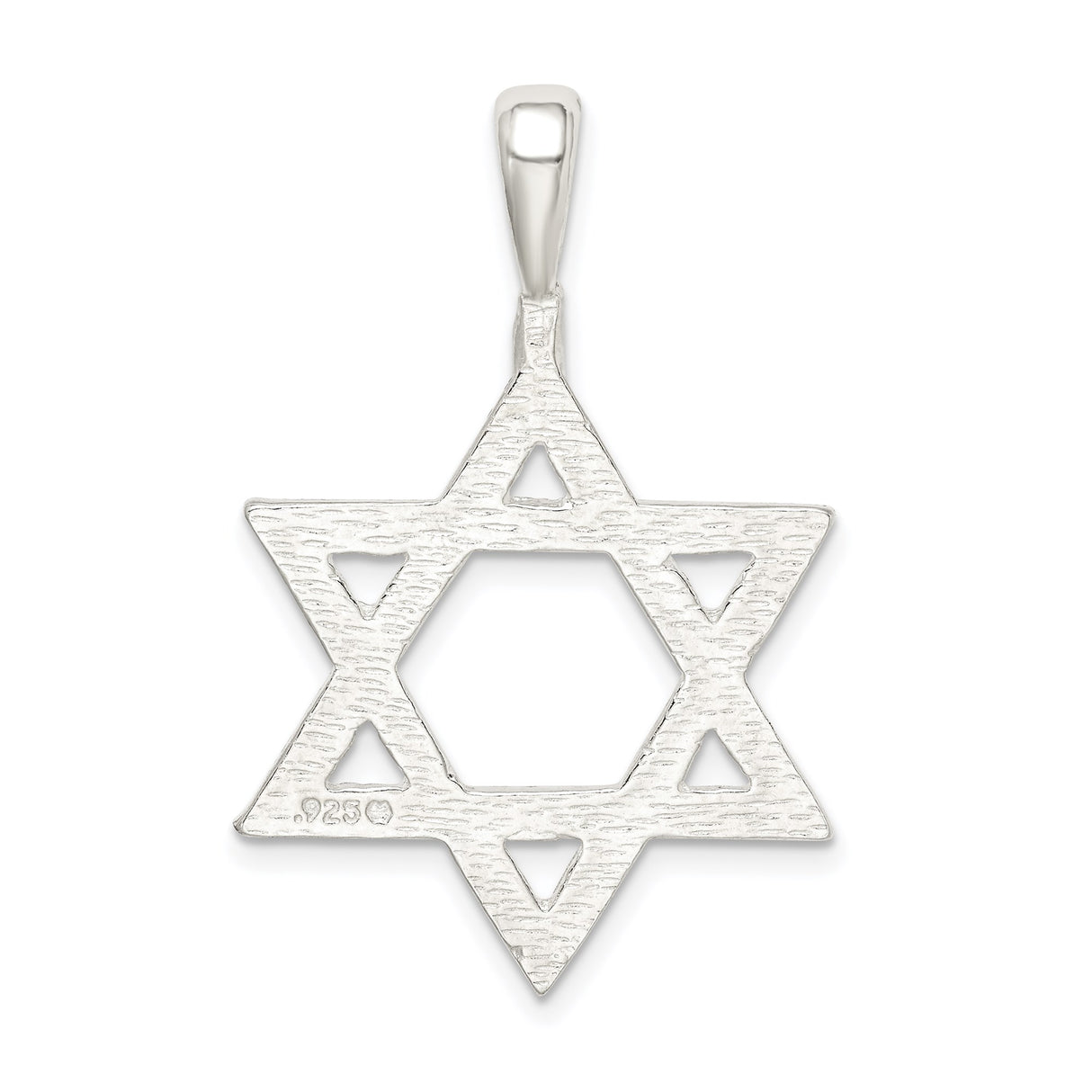 Sterling Silver Star of David Pendant, Openwork Six-Pointed Jewish Symbol Charm