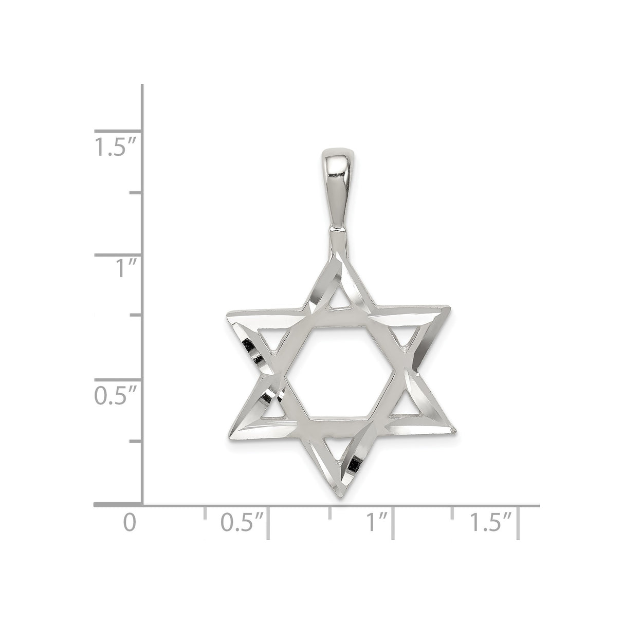 Sterling Silver Star of David Pendant, Openwork Six-Pointed Jewish Symbol Charm