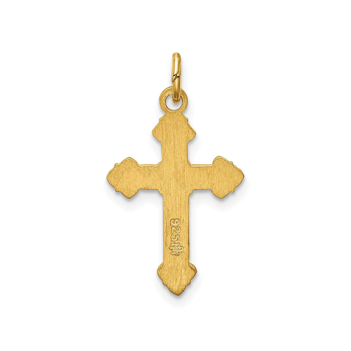 Sterling Silver Crucifix Pendant with Raised Jesus and Fleur Accents, Antique Inspired Religious Jewelry