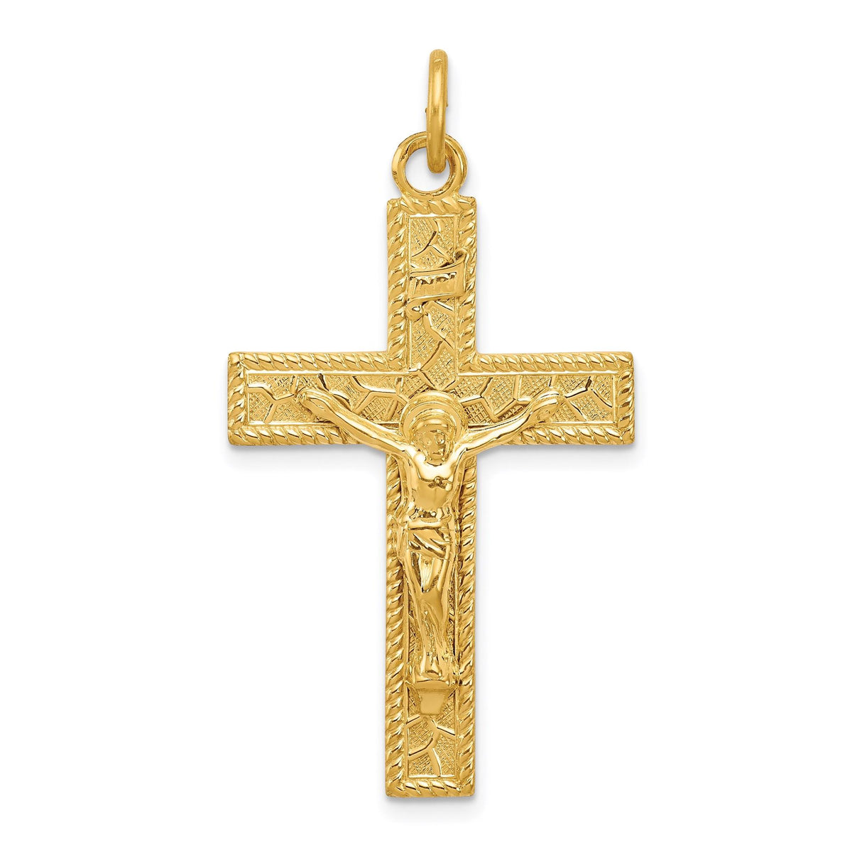 Sterling Silver Crucifix Cross Pendant with Jesus and Leaf Design for Men and Women