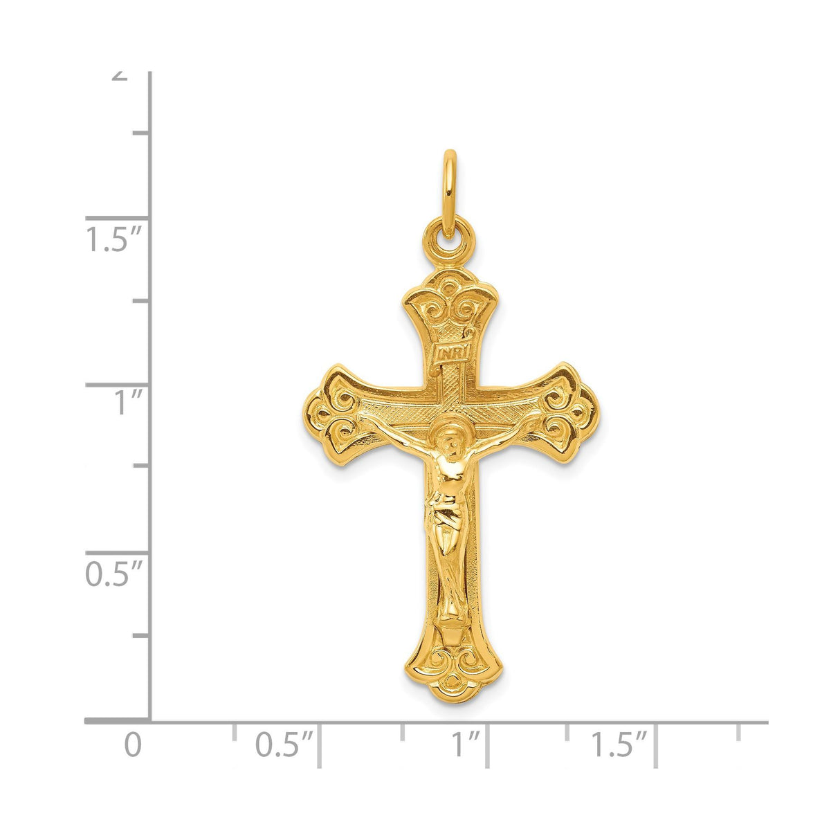 Sterling Silver Crucifix Cross Pendant with INRI and Jesus Figure Religious Charm