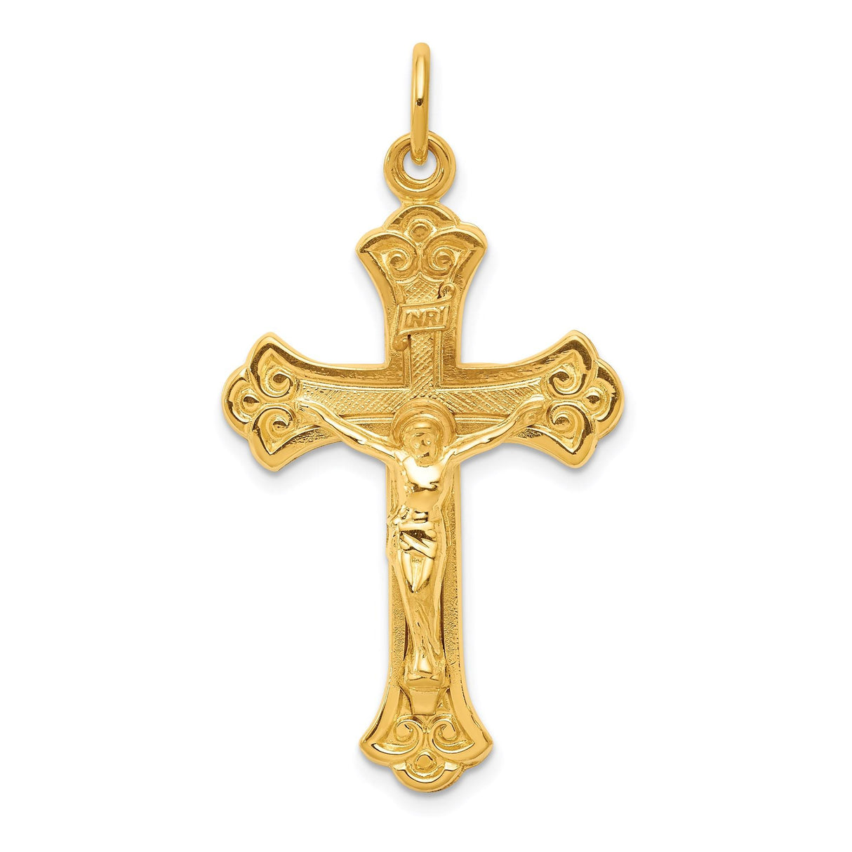 Sterling Silver Crucifix Cross Pendant with INRI and Jesus Figure Religious Charm
