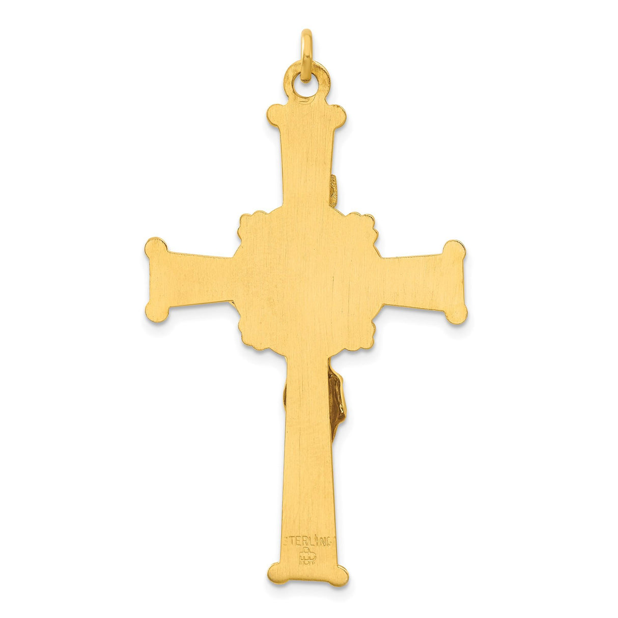 Sterling Silver Crucifix Pendant with 24K Gold Jesus Figure and INRI Scroll Accent