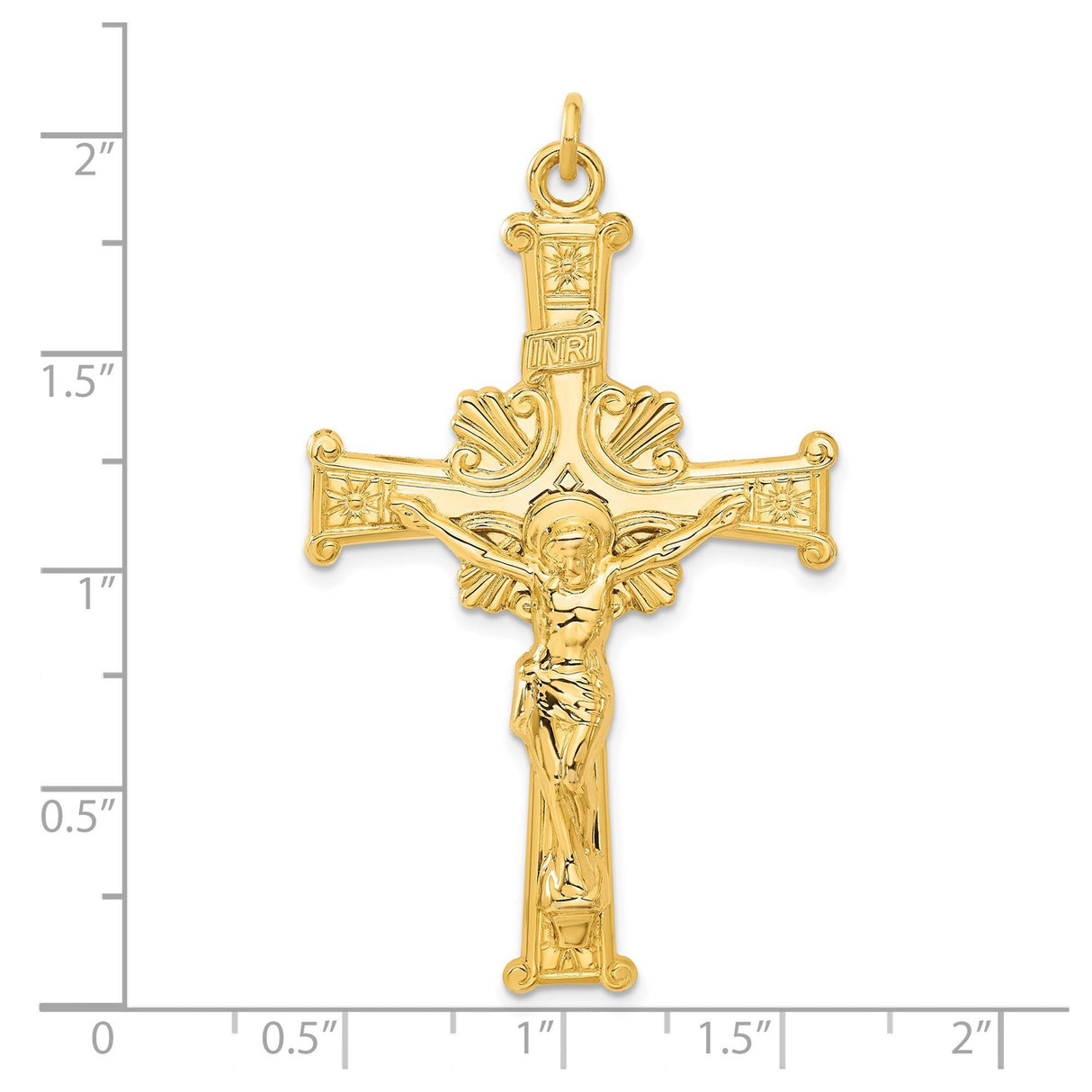Sterling Silver Crucifix Pendant with 24K Gold Jesus Figure and INRI Scroll Accent
