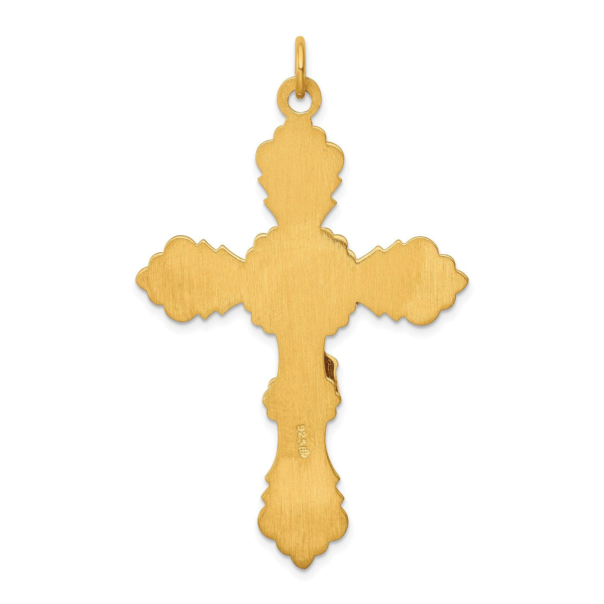Sterling Silver Crucifix Cross Pendant with INRI Tag and Scrollwork Detail