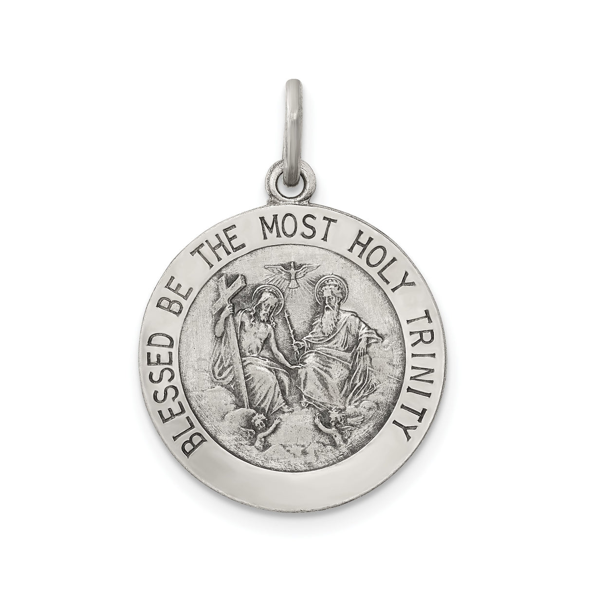 Sterling Silver Holy Trinity Pendant with Father, Son, and Holy Spirit Figures