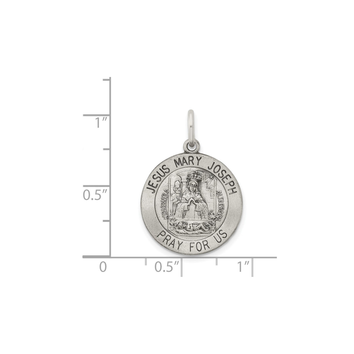 Sterling Silver Catholic Medal Pendant Featuring Our Lady of Altagracia and Holy Family