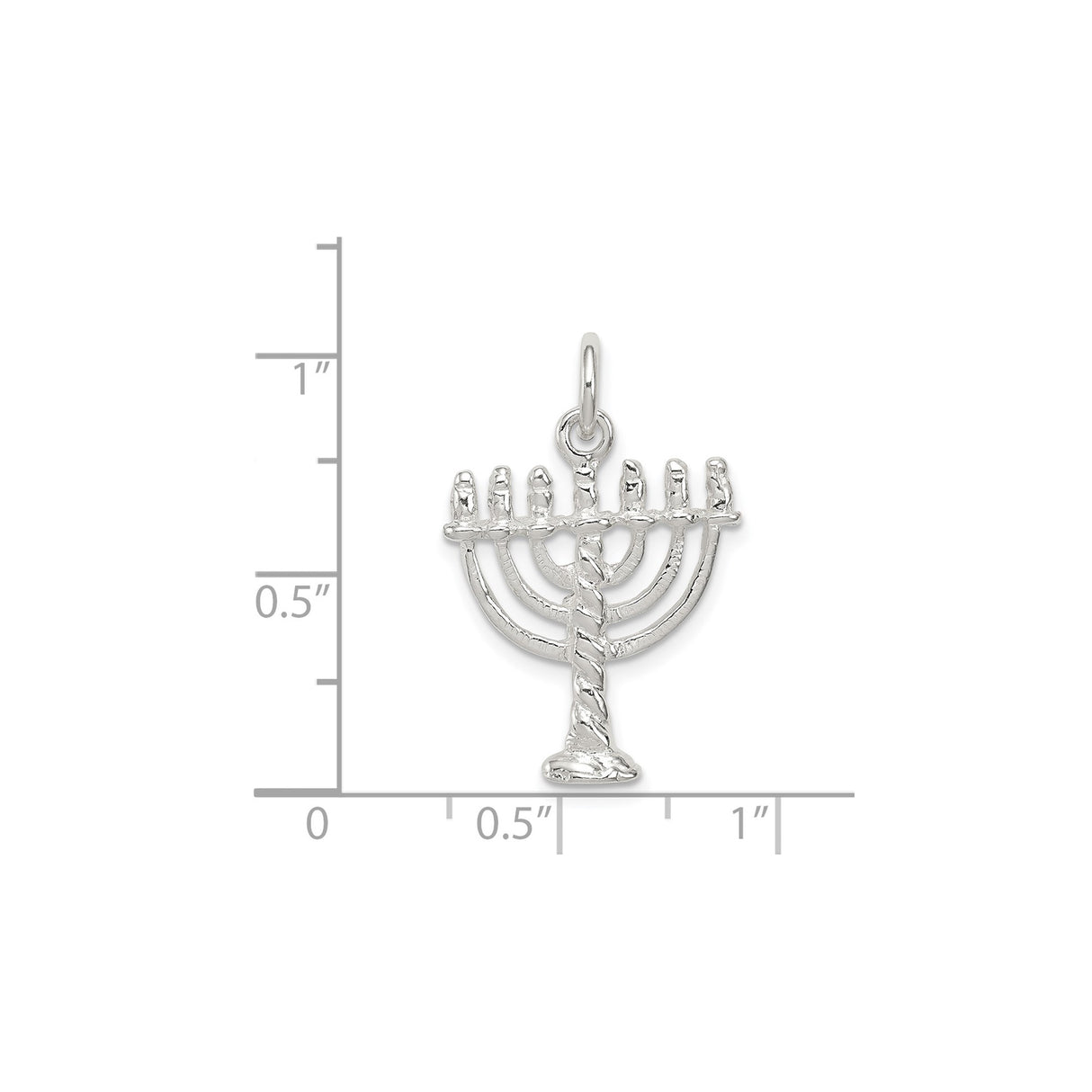 Sterling Silver Menorah Pendant with Seven-Branched Candelabrum Design, Jewish Faith Symbol