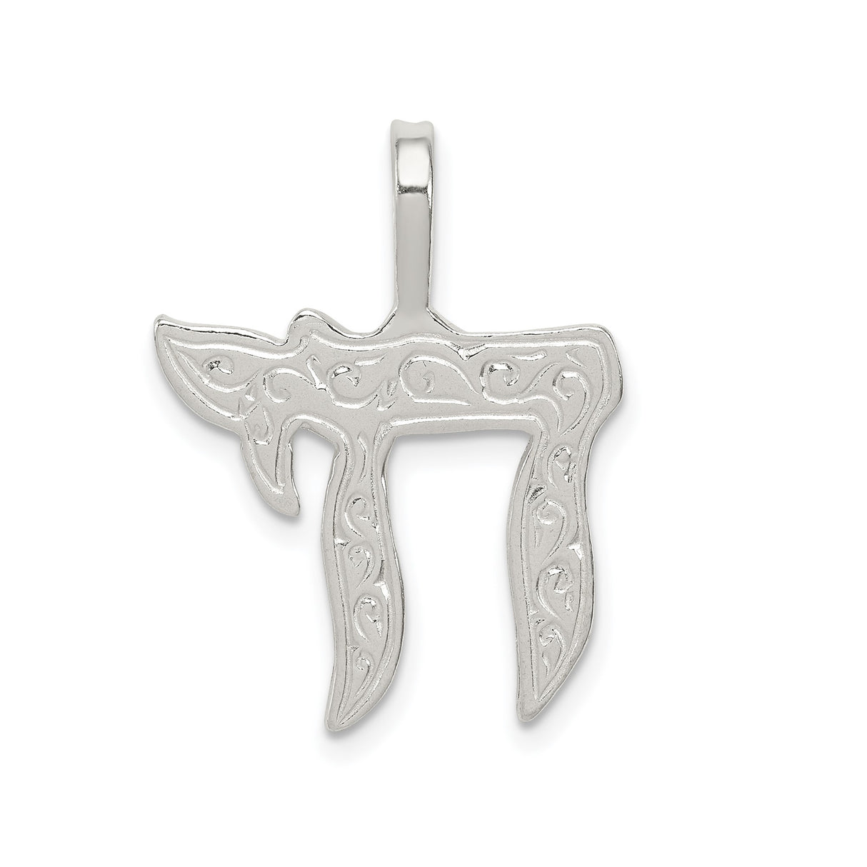 Sterling Silver Chai Pendant, Ornate Hebrew Life Symbol, Spiritual Jewish Jewelry for Women or Unisex Wear