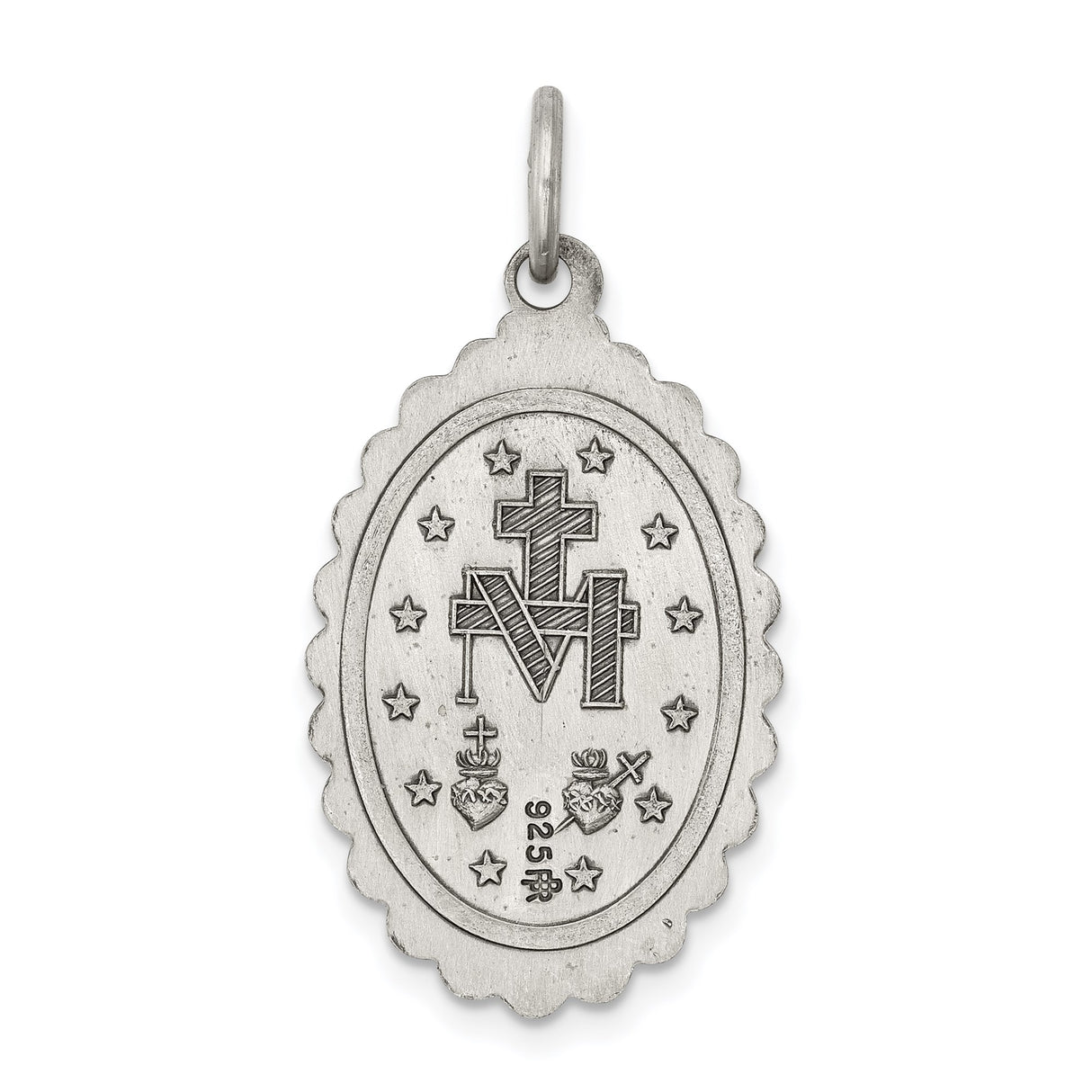 Sterling Silver Miraculous Medal Pendant Featuring Virgin Mary and 1830 Mark