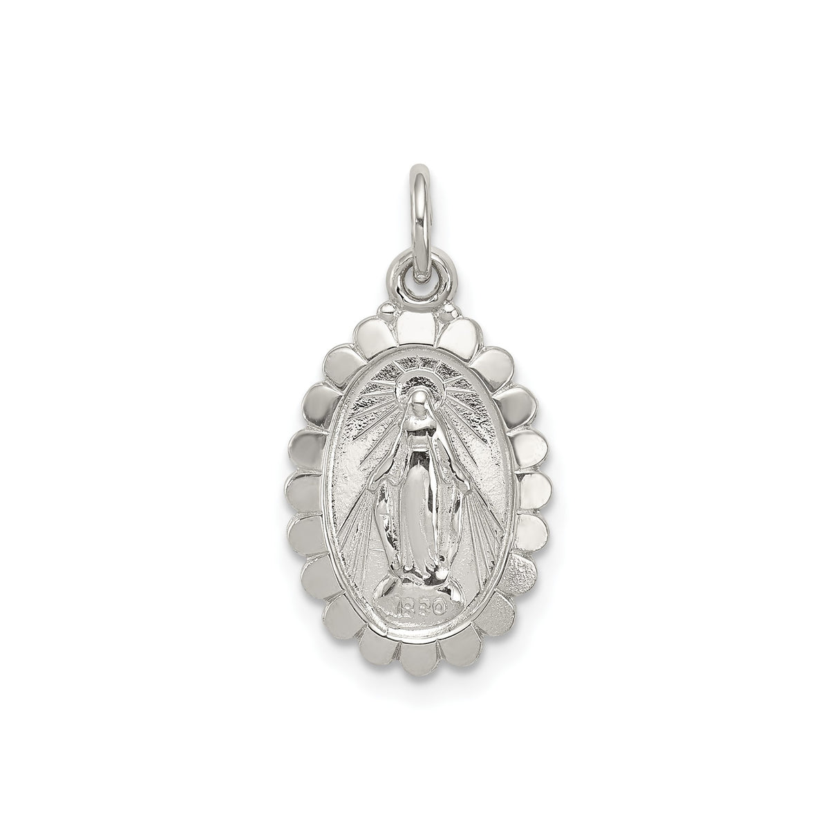 Sterling Silver Miraculous Medal Pendant Featuring Virgin Mary and 1830 Inscription