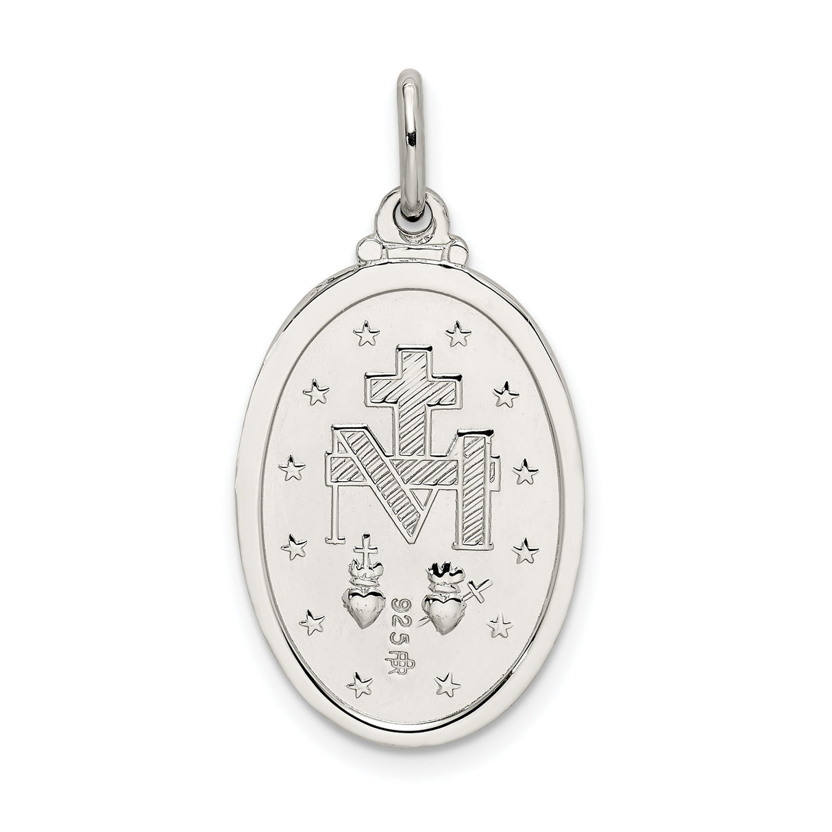 Miraculous Medal Charm Pendant in Real 925 Sterling Silver