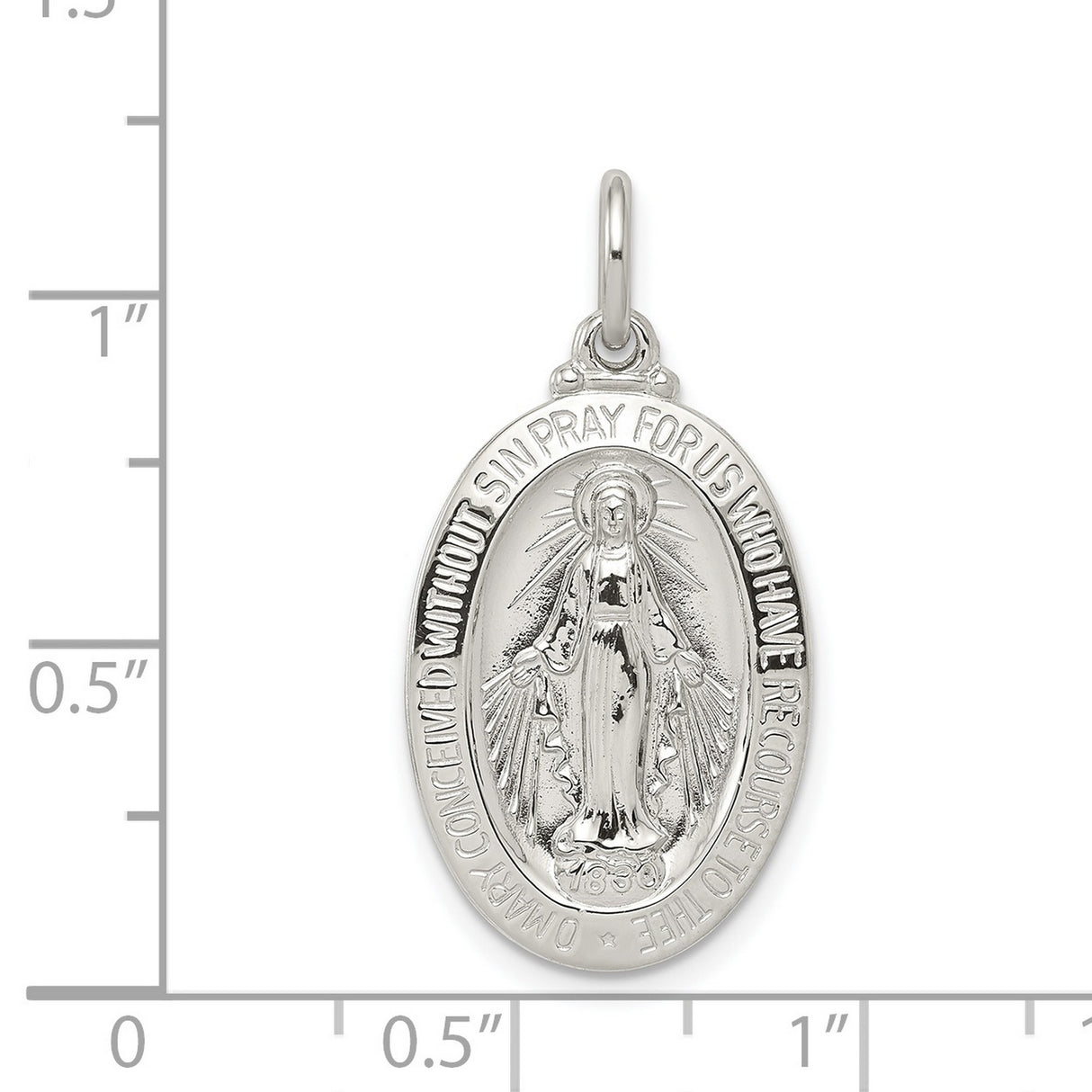 Miraculous Medal Charm Pendant in Real 925 Sterling Silver