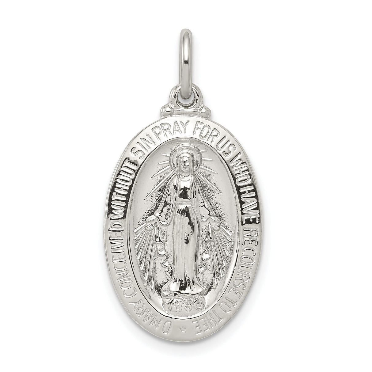 Miraculous Medal Charm Pendant in Real 925 Sterling Silver