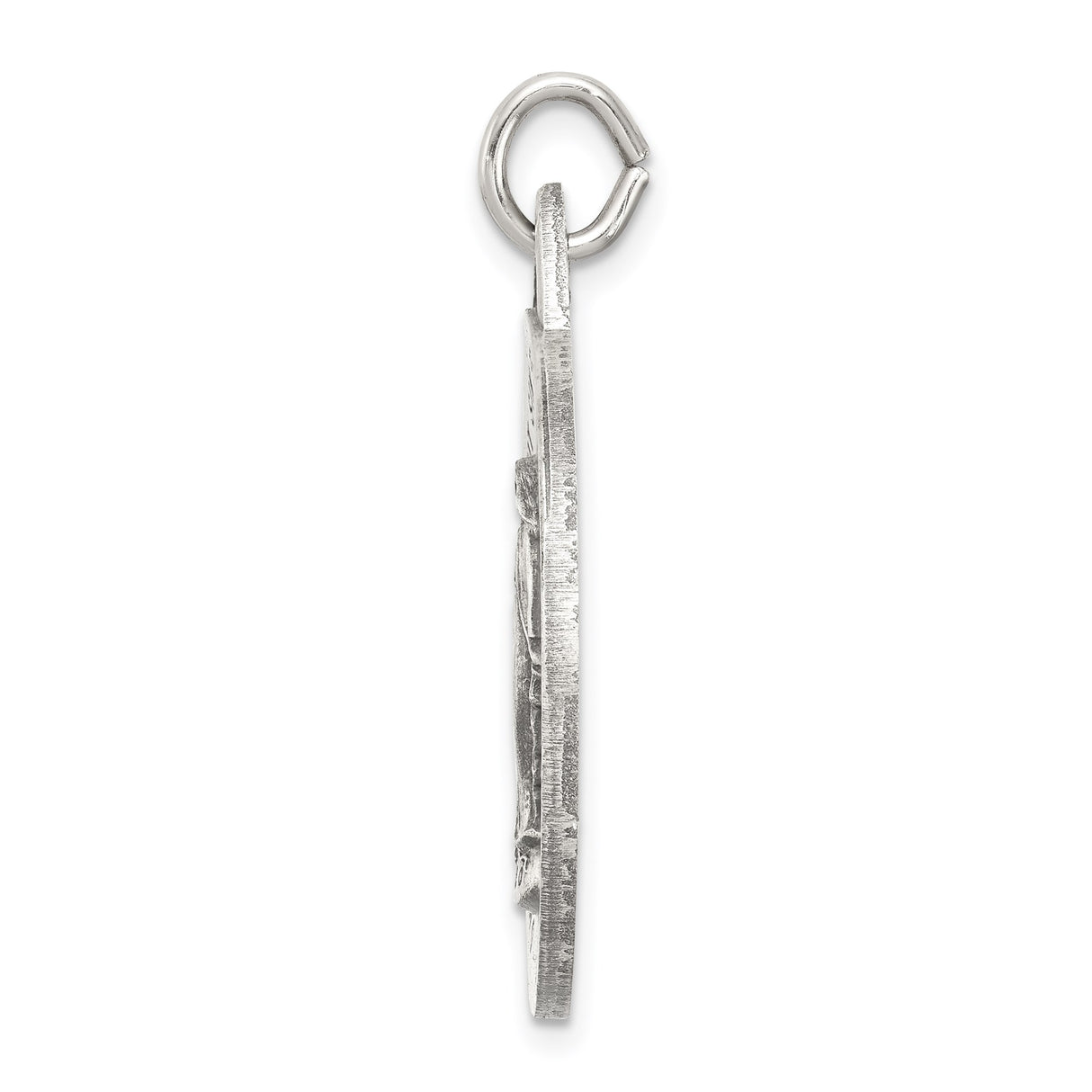 Sterling Silver Miraculous Medal Pendant Featuring Virgin Mary and Pray for Us Inscription