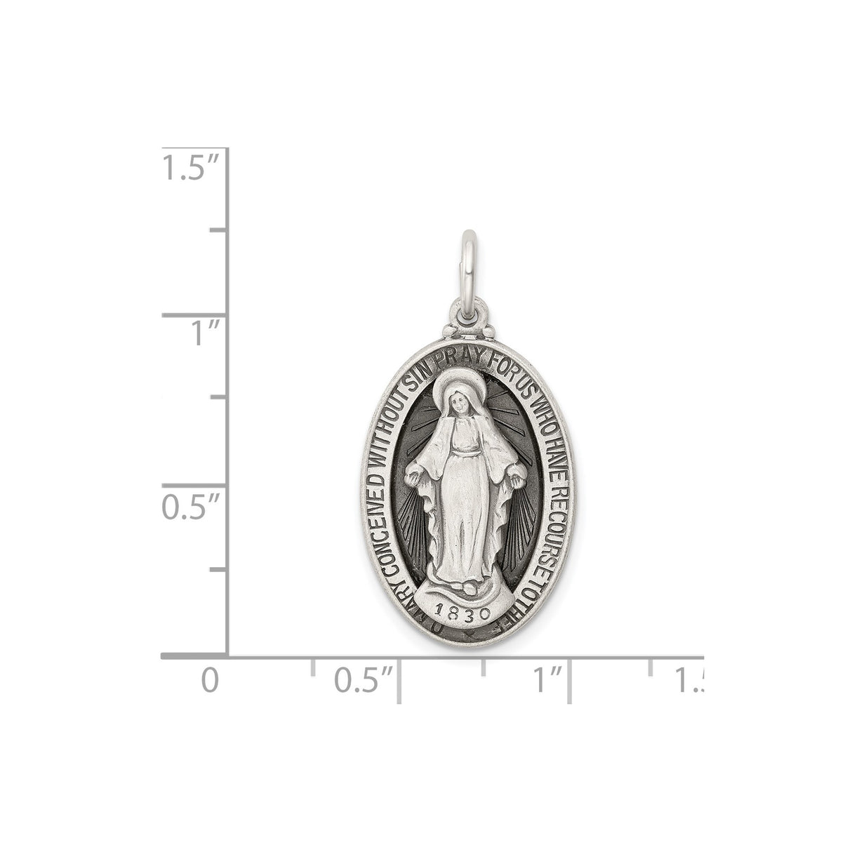 Sterling Silver Virgin Mary Miraculous Medal Pendant, Catholic Medallion for Women or Unisex