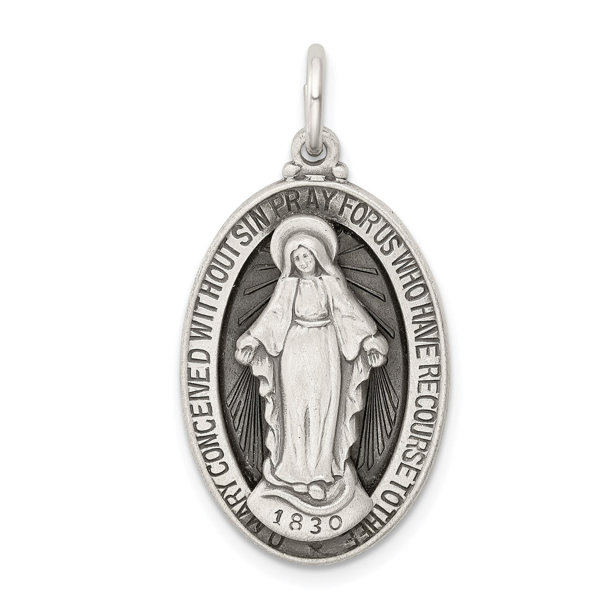 Sterling Silver Virgin Mary Miraculous Medal Pendant, Catholic Medallion for Women or Unisex