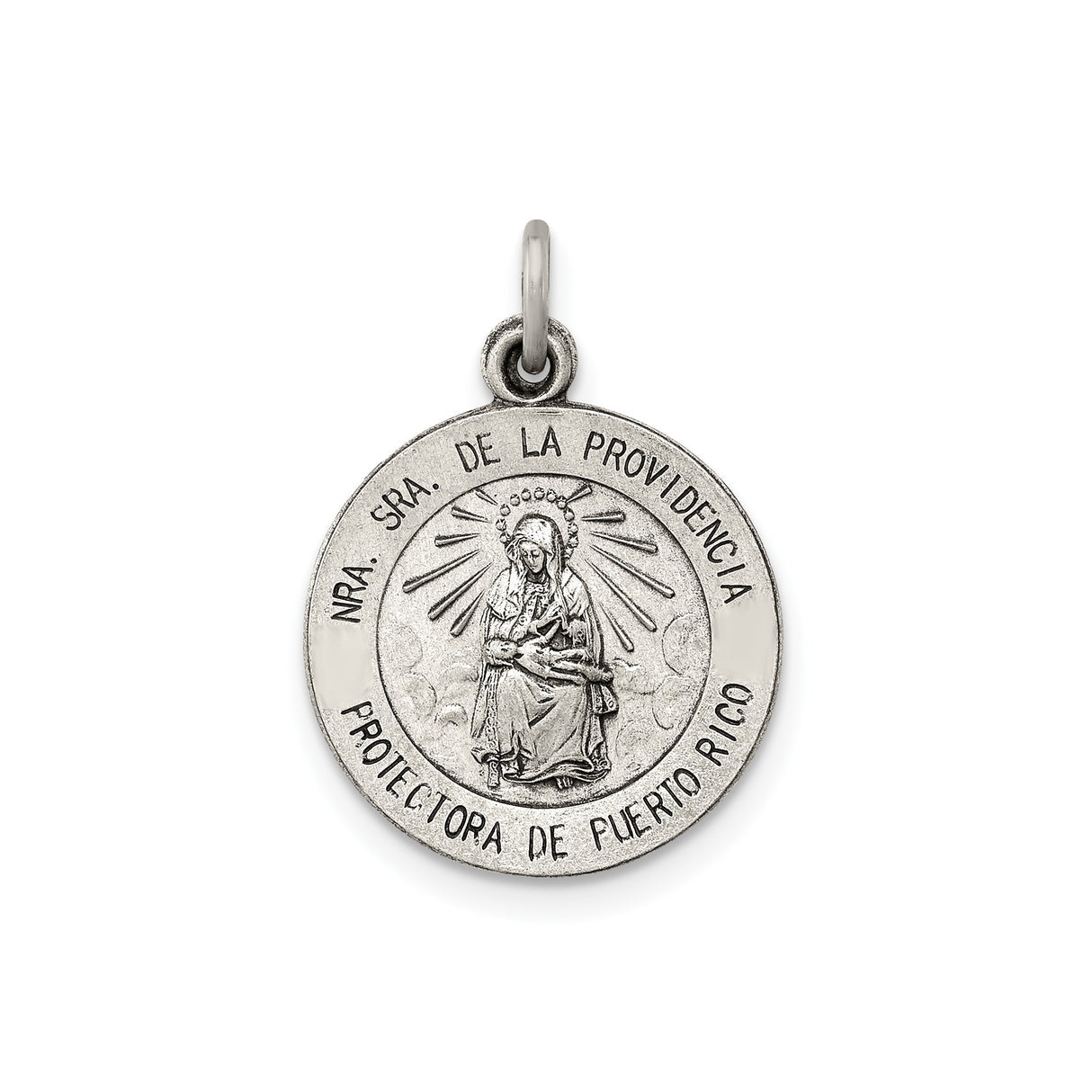 Sterling Silver Our Lady of Providence Catholic Medal Pendant for Women