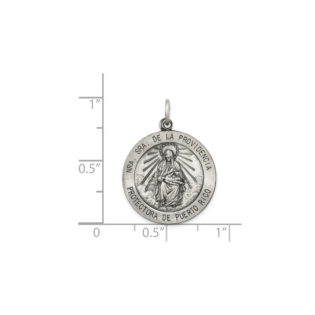 Sterling Silver Our Lady of Providence Virgin Mary and Infant Jesus Medal Pendant