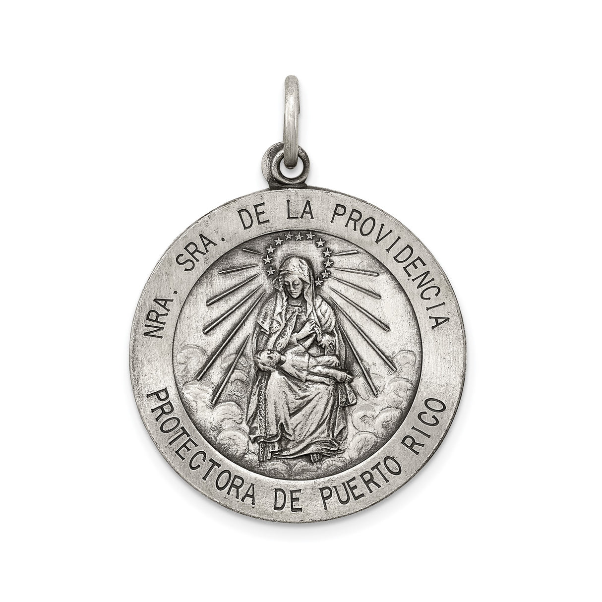 Sterling Silver Our Lady of Providence Virgin Mary and Infant Jesus Medal Pendant